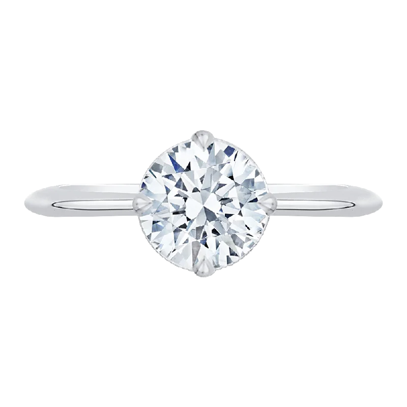 custom-designed engagement rings-14K White Gold Round Diamond Engagement Ring (Semi Mount)