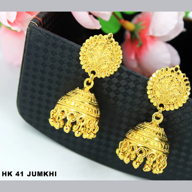 geometric earrings for women-Mahavir Dye Gold Jhumki Earrings