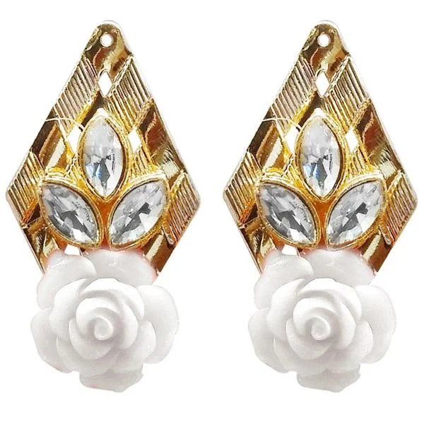 simple stud earrings for women-Kriaa Gold Plated Resin Stone Floral Dangler Earring - 1311403C