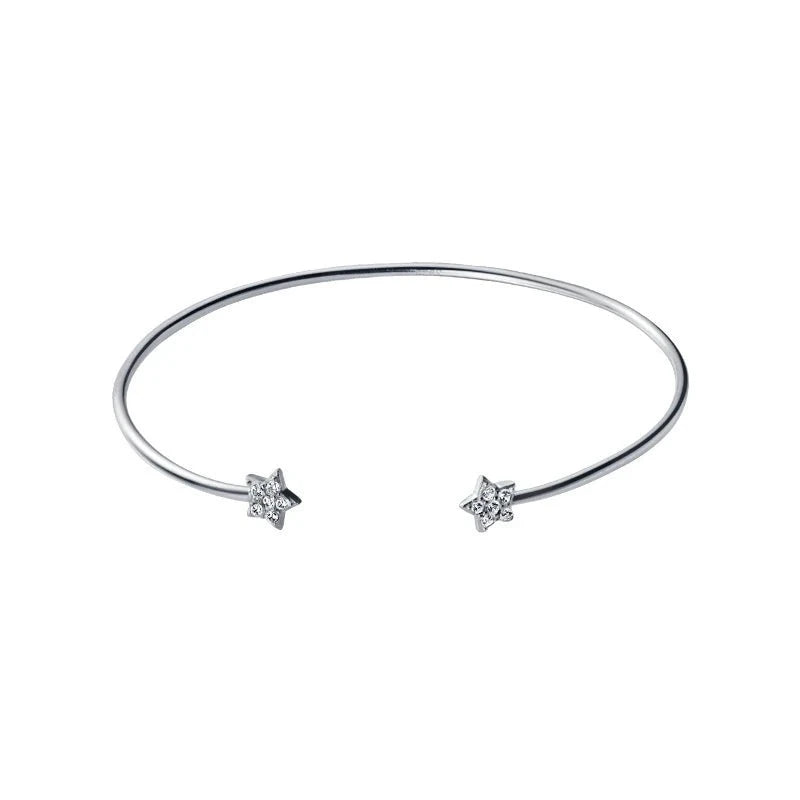 bangles with charms for women-Elegant Star Charm Open Bangle Bracelet