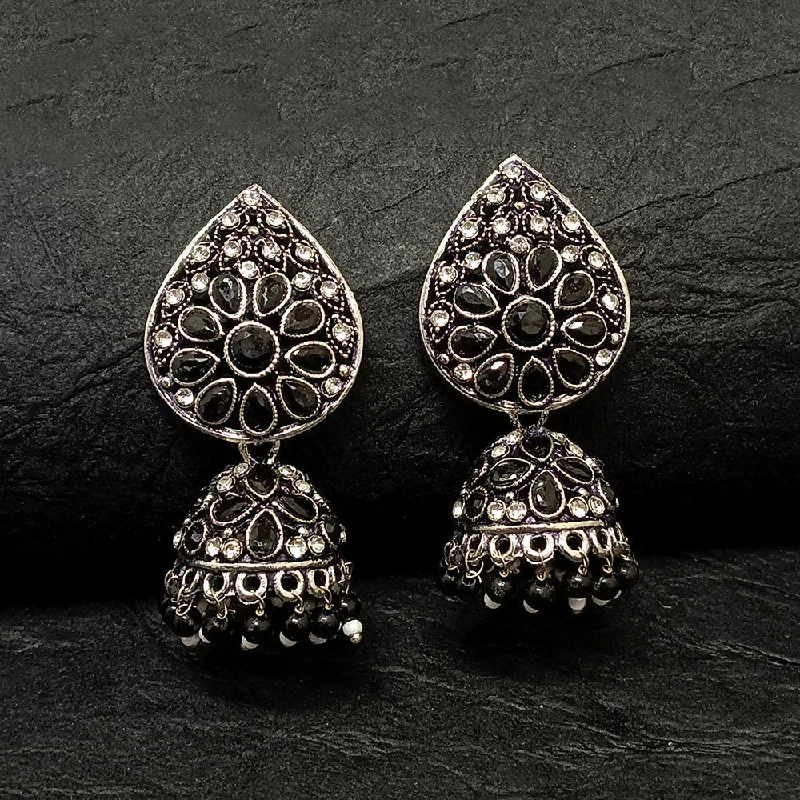 vintage hoop earrings for women-Bhavi Jewels Oxidised Plated Jhumki Earrings