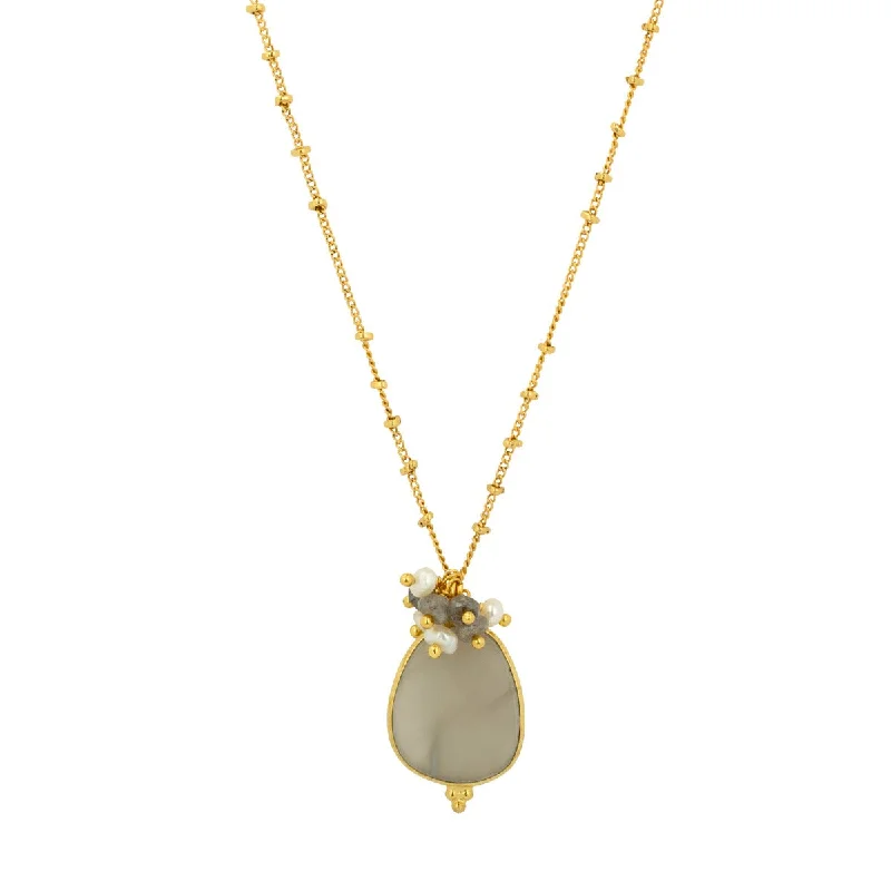 large pendant necklaces for women-Willow Grey Moonstone Necklace