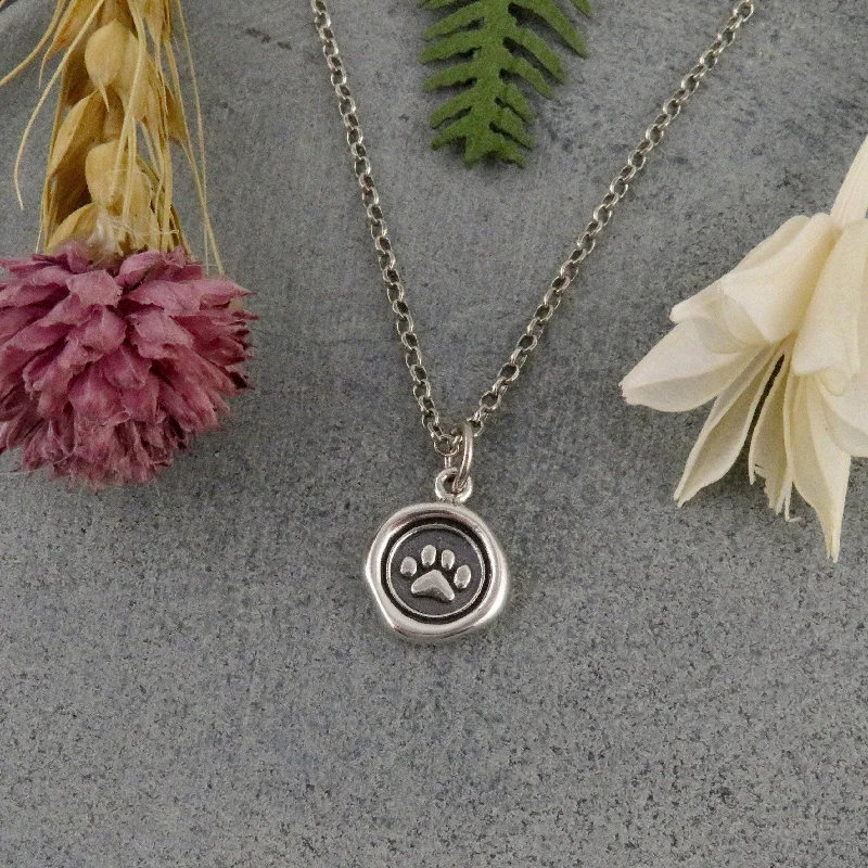 large pendant necklaces for women-Paw Print Wax Seal Necklace