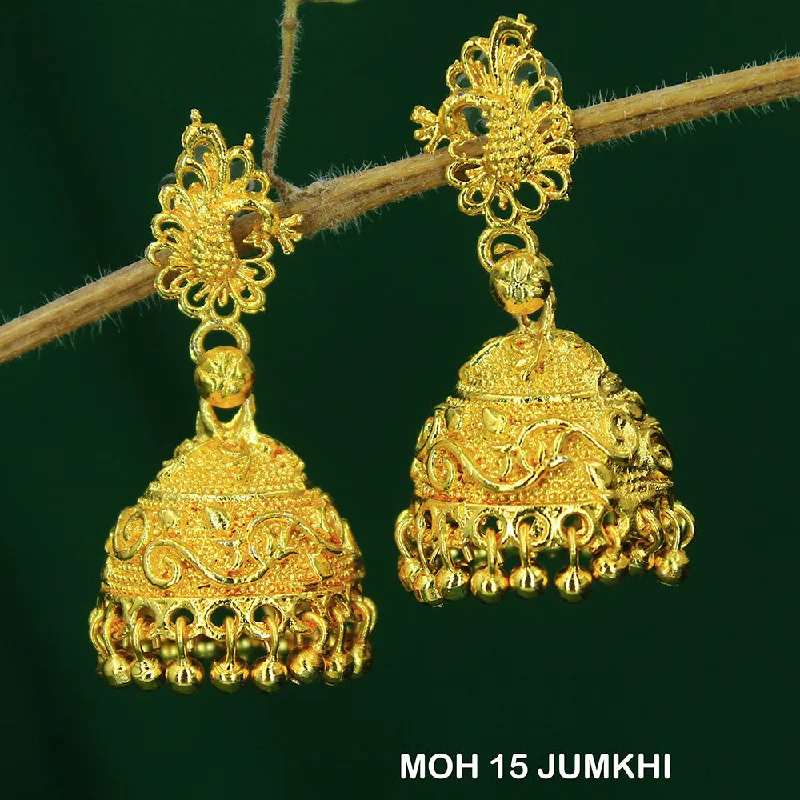 chic earrings for women-Mahavir Dye Gold Jhumki Earrings