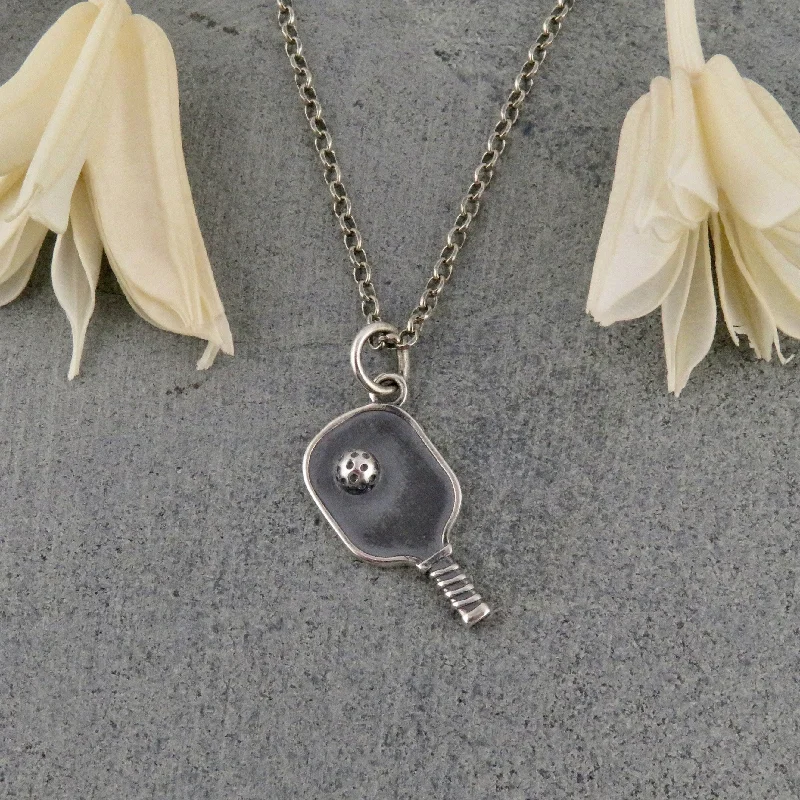 meaningful necklaces for women-Pickleball Racket Necklace