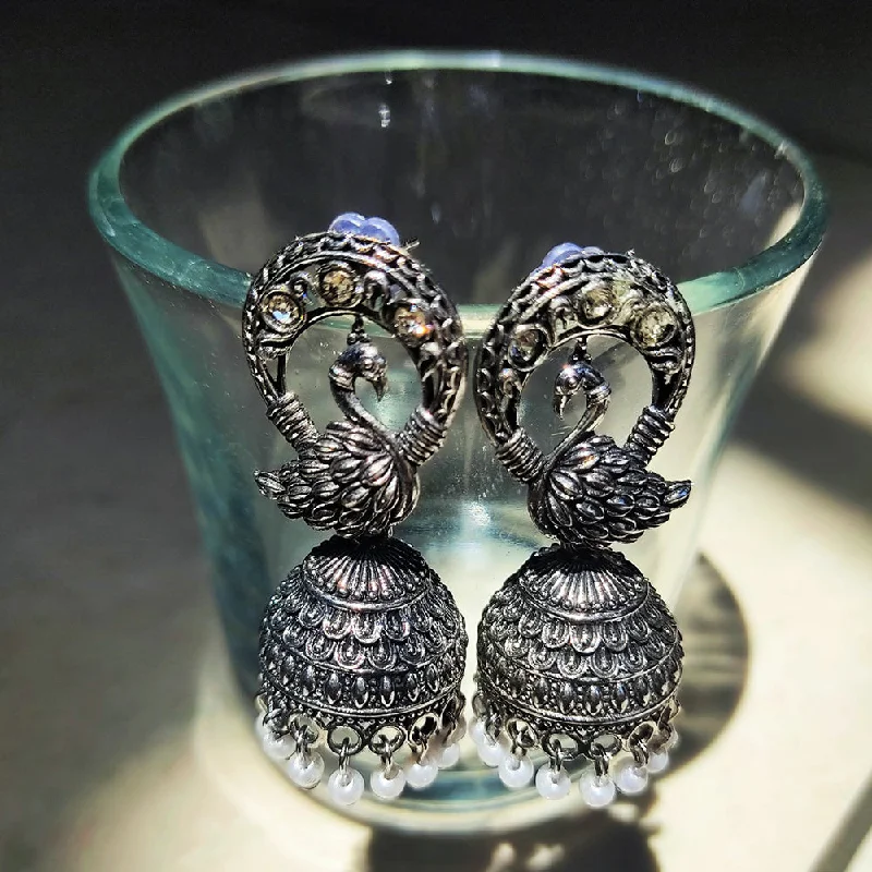 classic earrings for women-H K Fashion Oxidised Plated Jhumki Earrings