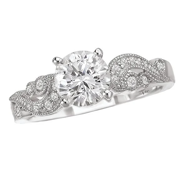 designer engagement rings-Peg Head Semi-Mount Diamond Ring