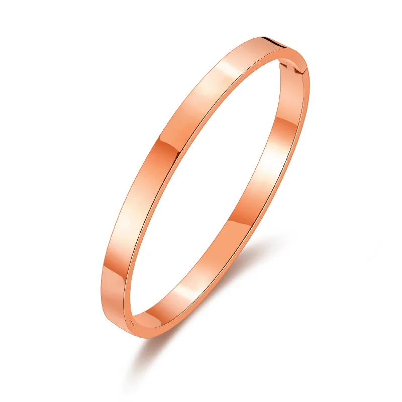 adjustable bracelets for women-Rose Gold Plated Stainless Steel Polished Bangle (7 Inch)