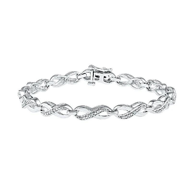 bridal bangles for women-Sterling Silver Diamond Set Bracelet