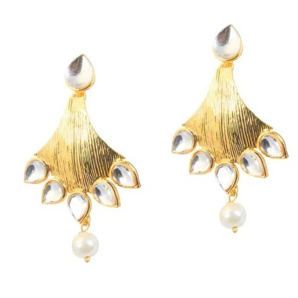 gold earrings for women-Aurum Kundan Gold Plated Dangler Earrings - 1305016