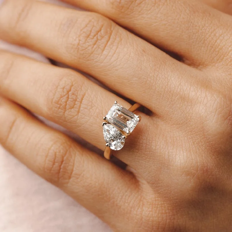 antique-style engagement rings-Elodie Toi et Moi (Right Feature) Diamond Engagement Ring Setting