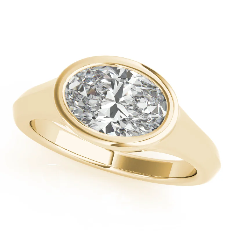 eco-friendly diamond engagement rings-Oval Bezel Signet Engagement Ring Setting