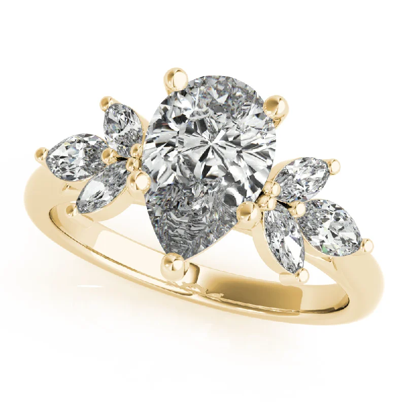 simple gold engagement rings-April Pear Shaped Diamond Engagement Ring Setting