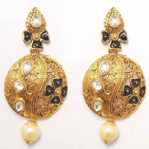 unique earrings for women-Kriaa Zinc Alloy Gold Plated Crystal Dangler Earring - 1307206B