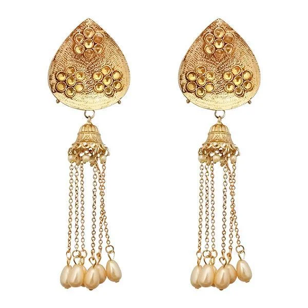 gold stud earrings for women-Kriaa Gold Plated Brown Kundan Dangler Earrings - 1310598