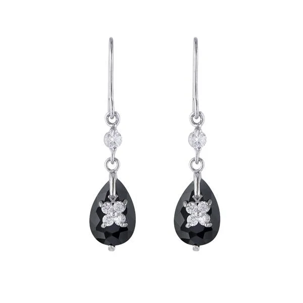 vintage stud earrings for women-Kriaa Silver Plated Black Austrian Stone Dangler Earrings - 1309101C