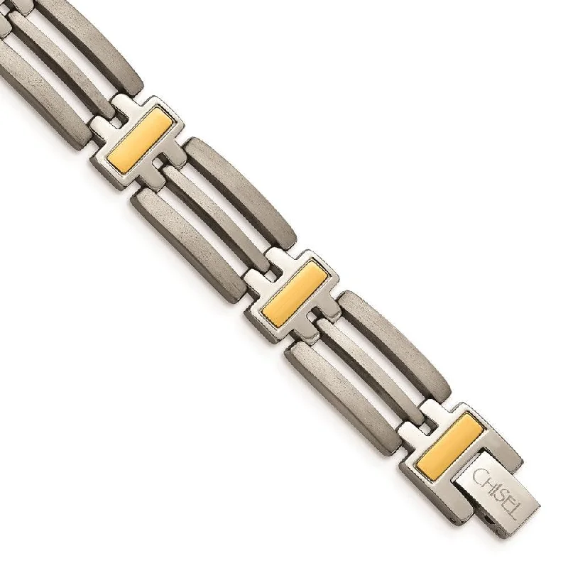 statement bracelets for women-Titanium Yellow IP-Plated 8.5in Bracelet