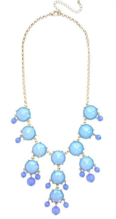 minimalistic pendant necklaces for women-Mini Gold-Tone Chain Bubble Necklace- Sky Blue