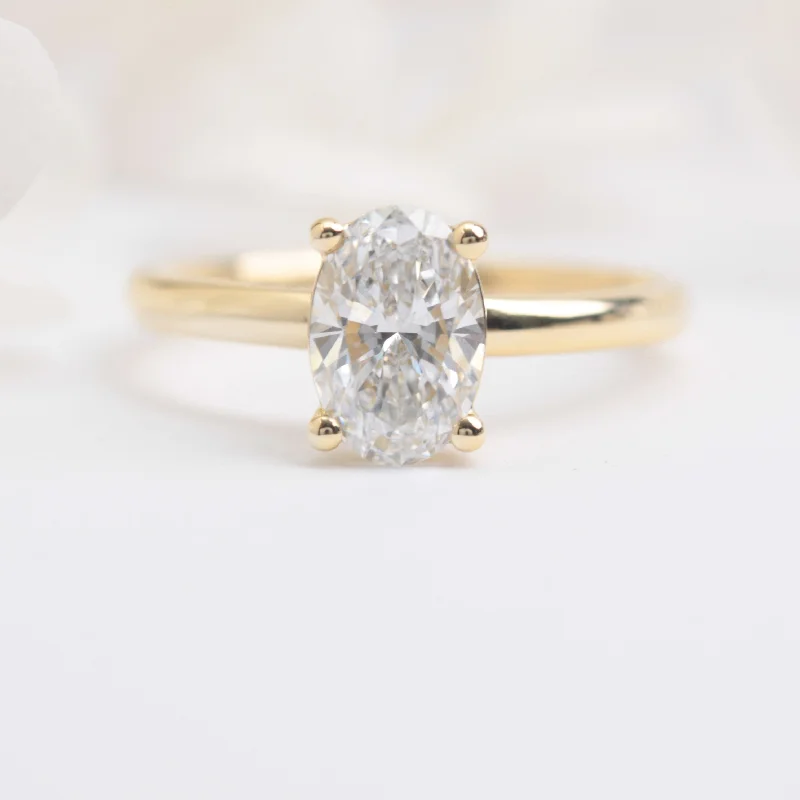 fashion rings for women-Oval Solitaire Lab Diamond Engagement Ring