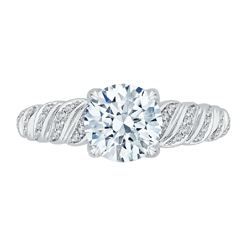 beautiful engagement rings-14K White Gold Round Diamond Engagement Ring (Semi Mount)