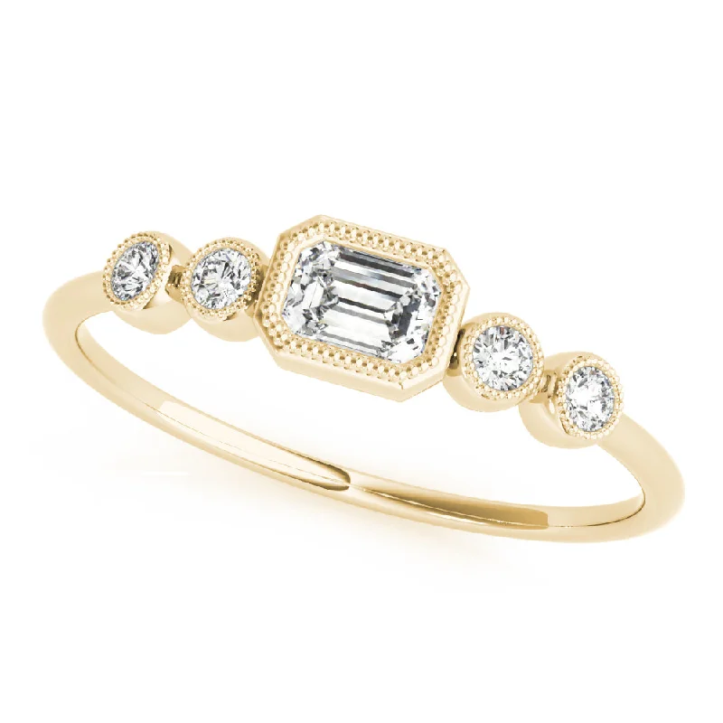 engagement rings with turquoise-Louisa Emerald Cut Milgrain Diamond Ring