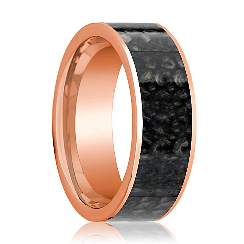 wedding rings for women-BARYONYX | 14k Rose Gold & Blue Dino Bone Ring