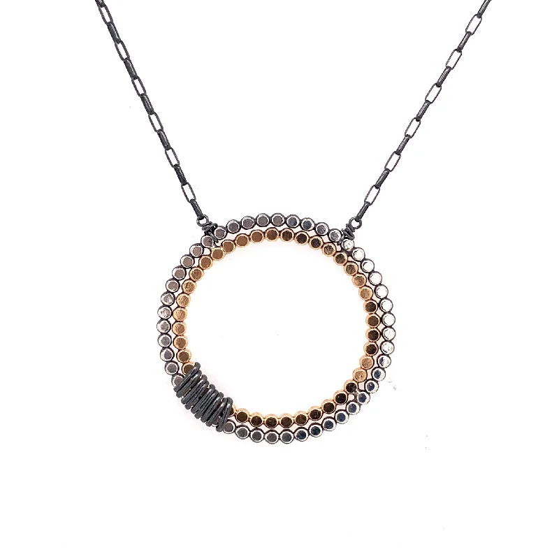 trendy layered necklaces for women-Signature Large Mixed Double Bead Circle (N1894)