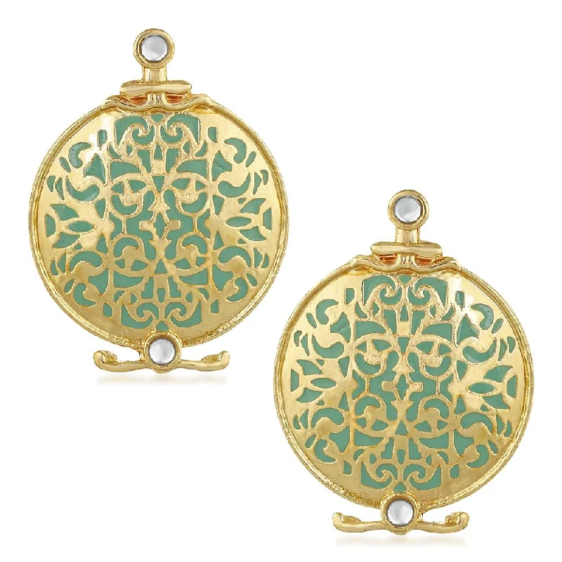 vintage hoop earrings for women-Mahi Rose Gold Plated Ethnic Circular Dangler Earrings for Women (VECJ100213)