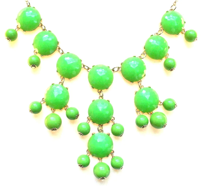 fashion necklaces for women-Bubble JEWELED Statement Necklace- Lime Green