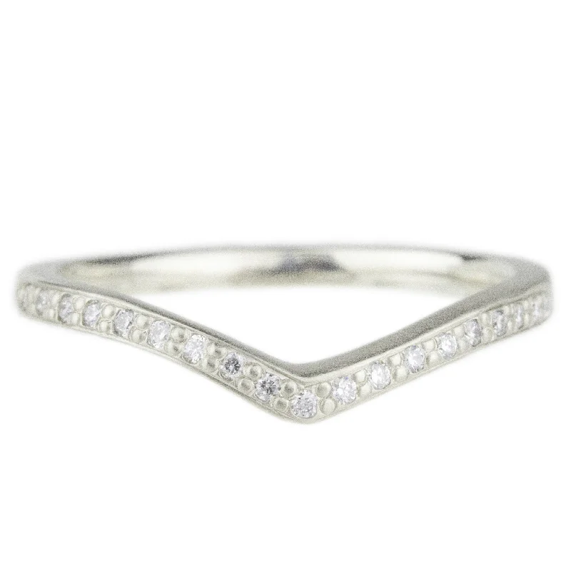 unique wedding bands for women-Pave V Diamond Band