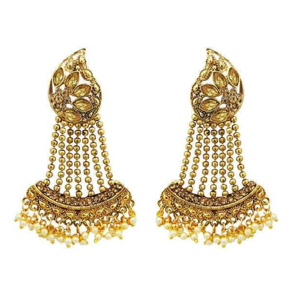 delicate earrings for women-Kriaa Brown Austrian Stone Gold Plated Dangler Earrings - 1310535A