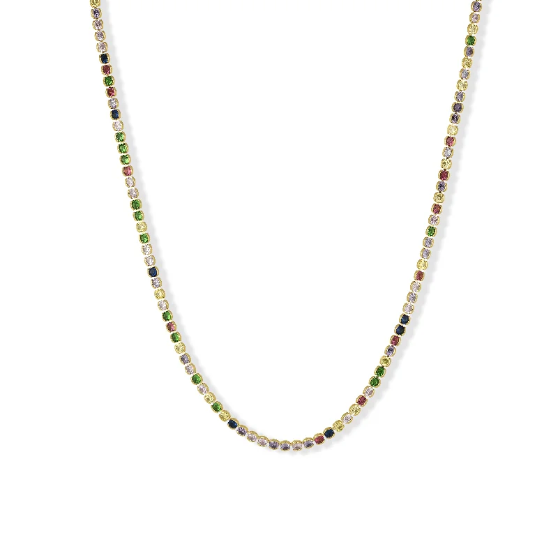 celebrity style necklaces for women-Chrissy Rainbow Tennis Necklace