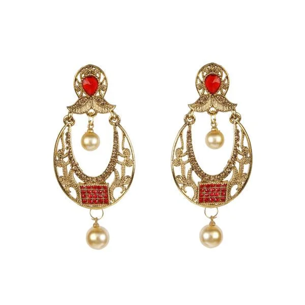 diamond stud earrings for women-Kriaa Gold Plated  Red Austrian Stone Pack Of 6 Dangler Earrings - 1307414B