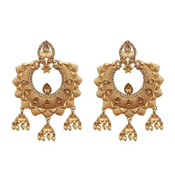 luxury drop earrings for women-Kriaa Brown Austrian Stone Gold Plated Dangler Earrings - 1310553