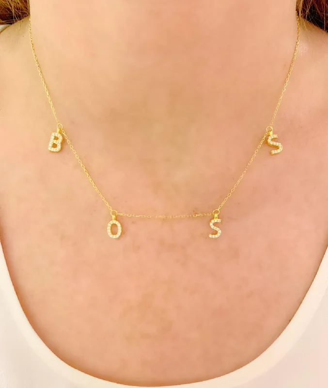 rose gold necklaces for women-B-O-S-S Necklace