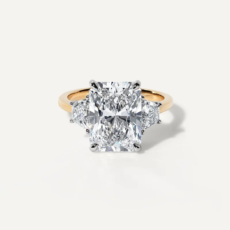 affordable diamond engagement rings-Radiant with Brilliant Trapezoids