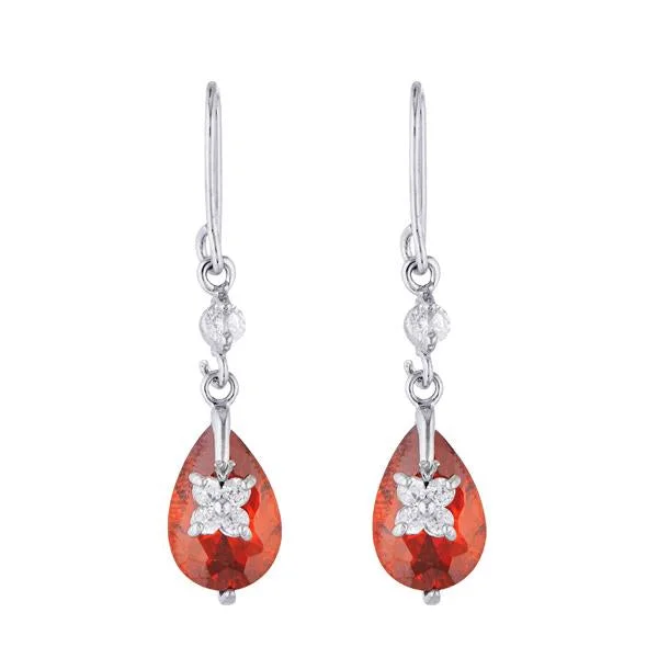 dazzling earrings for women-Kriaa Red Austrian Stone Silver Plated Dangler Earrings - 1309101B