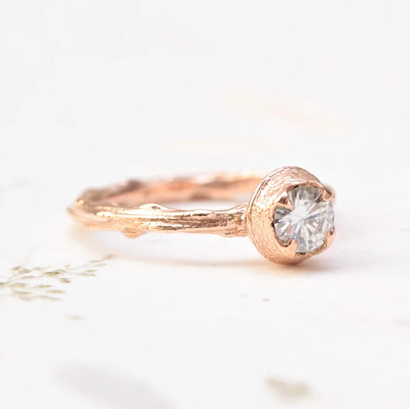 vintage engagement rings for women-Moissanite Twig Engagement Ring