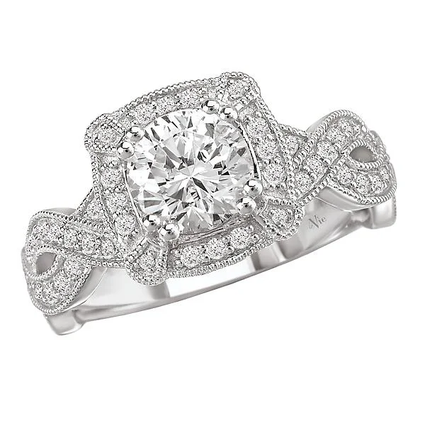 engagement rings with pink diamonds-Halo Semi-Mount Diamond Ring