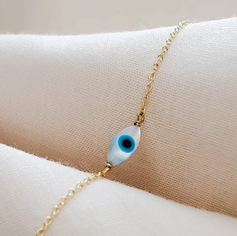 birthstone bracelets for women-Dainty Evil Eye Bracelet