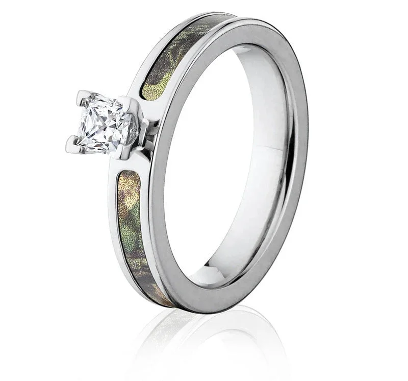 pear-shaped rings for women-Mossy Oak New Breakup Camo Engagement Ring 4mm - 1/2Ct