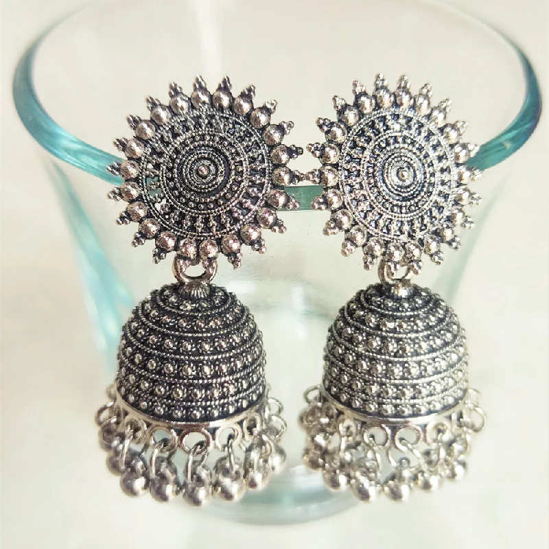 vintage stud earrings for women-H K Fashion Silver Plated Jhumki Earrings