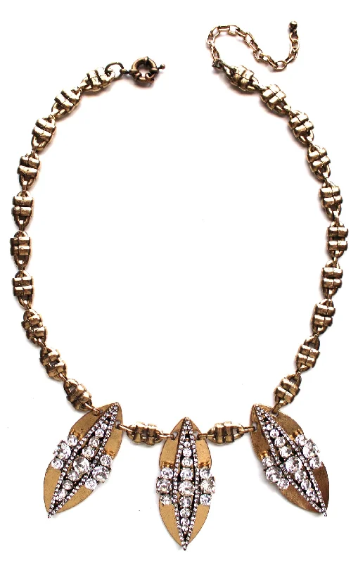 luxury gold necklaces for women-Luxe Crystal Studded Metal Statement Necklace