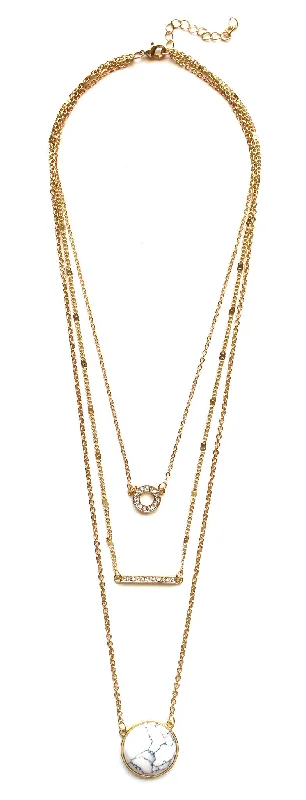 gold chain necklaces for women-Layered To Perfection Marble Stone Necklace