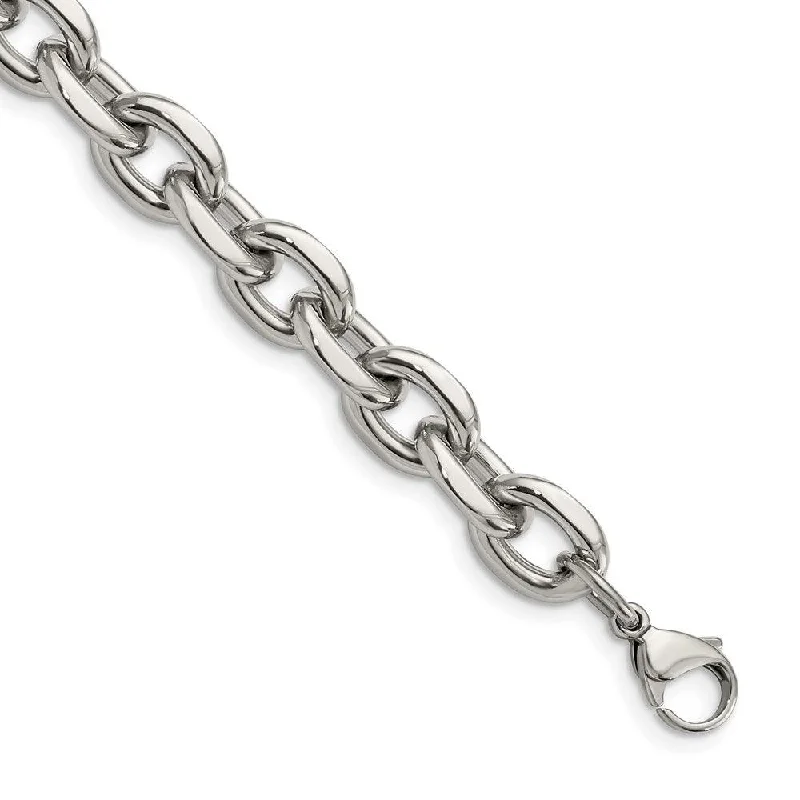 stackable charm bracelets for women-Stainless Steel Polished 9in Bracelet